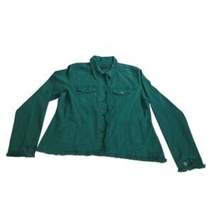 APNY Kelly Green Denim Jacket XL Raw Hem